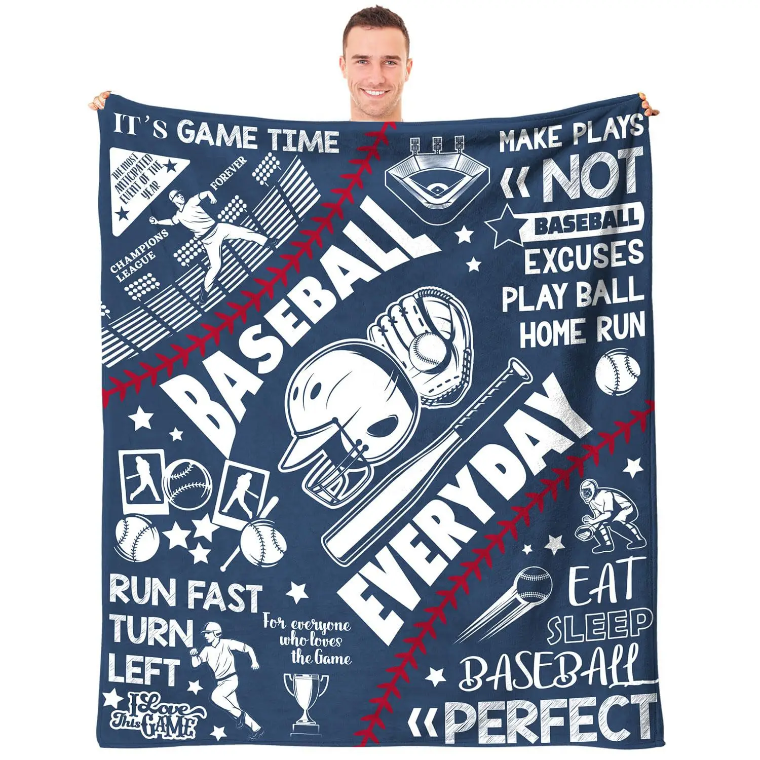 130x150cm Sports-themed Suede Casual Flannel Home Thermal Blanket Campground Travel Printed Blanket Office Lunch Break Blanket