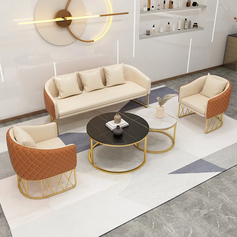 

Beauty Salon Sofa Shop Reception Nordic Simple Hotel Simple Multi Person Modern Sales Office Leisure Negotiation Sofa