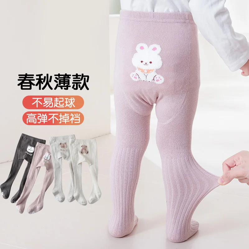 Sweet Infant Kids Footed Hosiery For Spring Summer With Animal Hip Printing Anti-slip Sole To Avoid Slips Thin Ventilated Tights