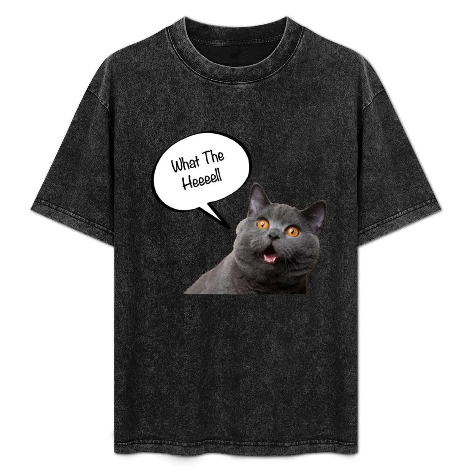 

Футболка с надписью "cat says what the hell", спортивная, приталенная, с коротким рукавом