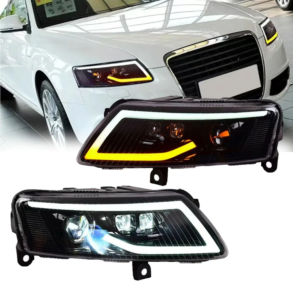 Pop Pop 2 Pcs LED Headlight For Audi A6 C6 2009-2012 A6L DRL Dynamic Signal Lamp Front Light Assembly Auto Accessories