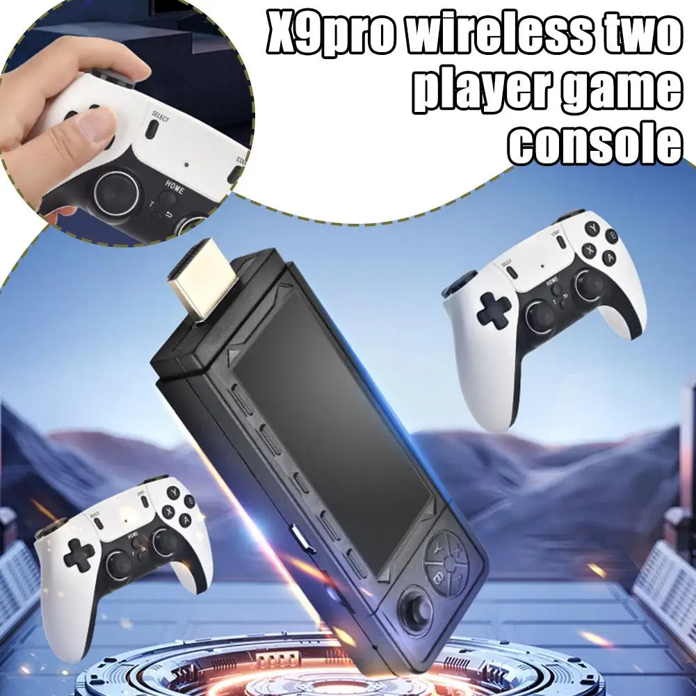 X9 PRO Game Console Kit Wireless Retro Game Console with 2 Lithium Battery Game Controllers Plug and Play Video Games 64G