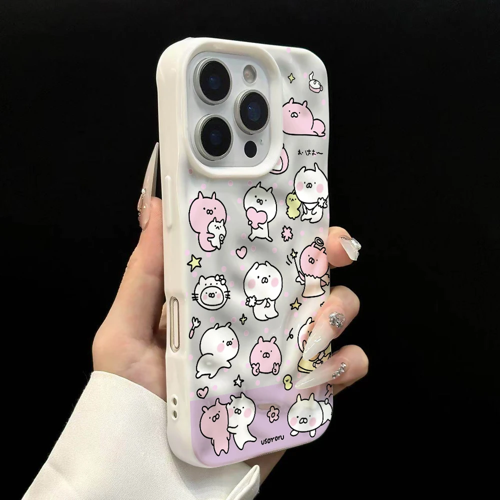 Koreanisches Kawaii-Cartoon-Design Weiche Silikon-Handyhülle für iPhone 17 16 15 14 13 12 11 Pro Max 14 Plus 17Air Falten-Wellen-Design – Detail 8