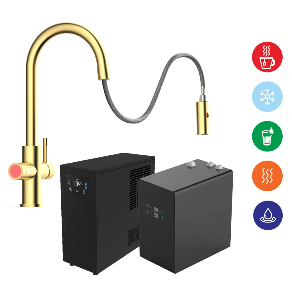 Smart Stainless Steel Touch Control &Design 5-in-1 Pull-Out Kitchen Faucet With Instant Chilled Water