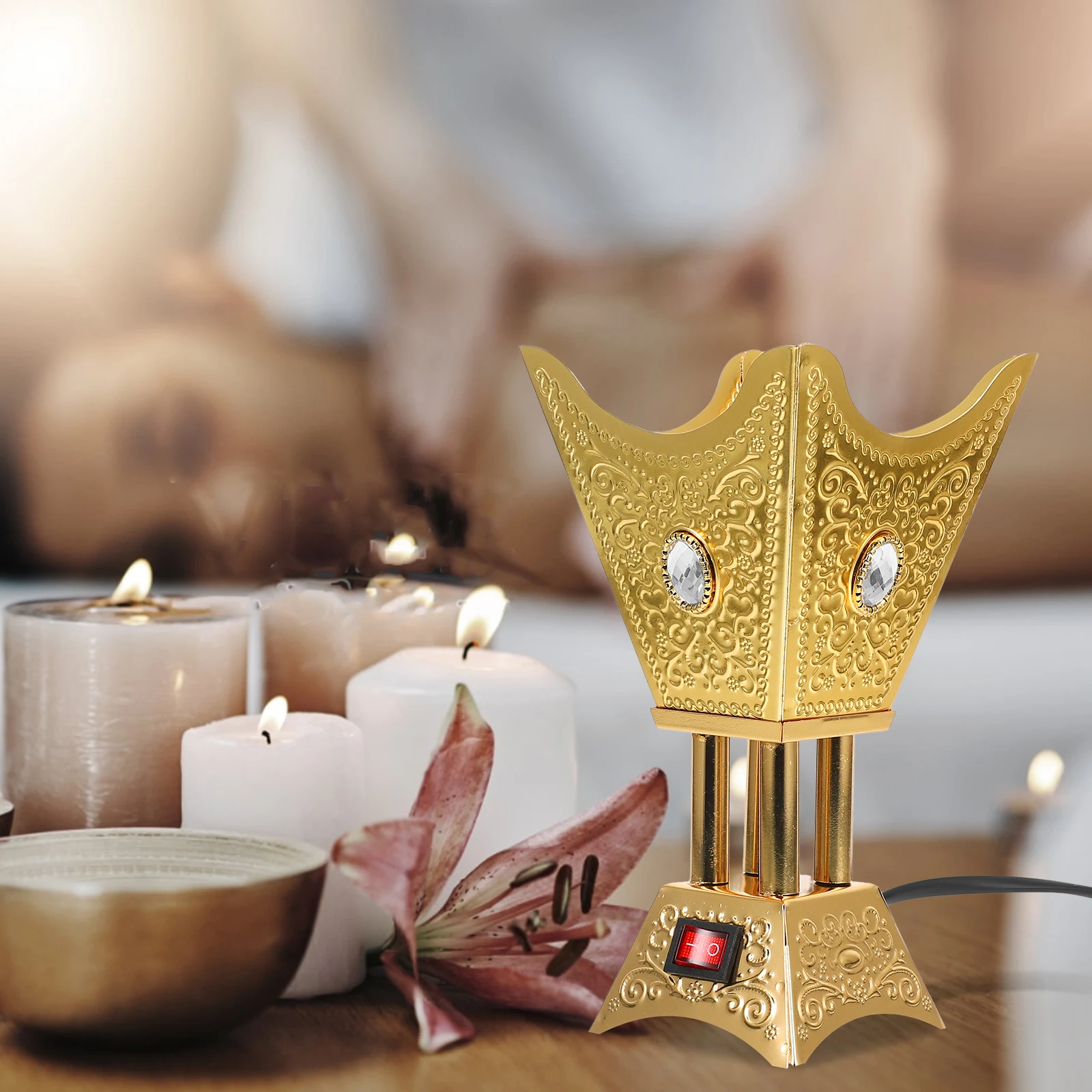 

Electric Incense Burner Plug In Aroma Heater For Home Office Desktop Decor Iron Censer Holder Cone Stick Compatible Uk