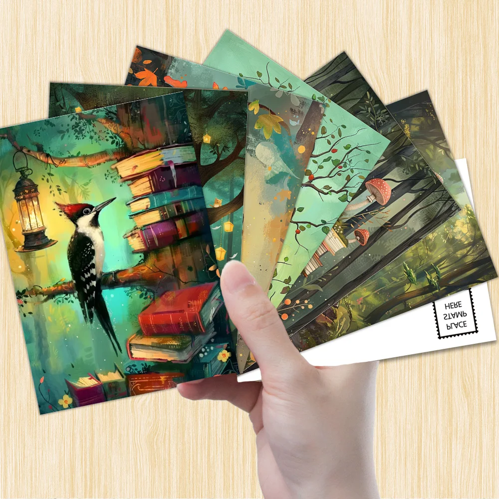 32pcs,Animal Magic Bookstore   Postcards, decoration/greeting cards/postcards, high-precision printing, collectible and mailable image 3