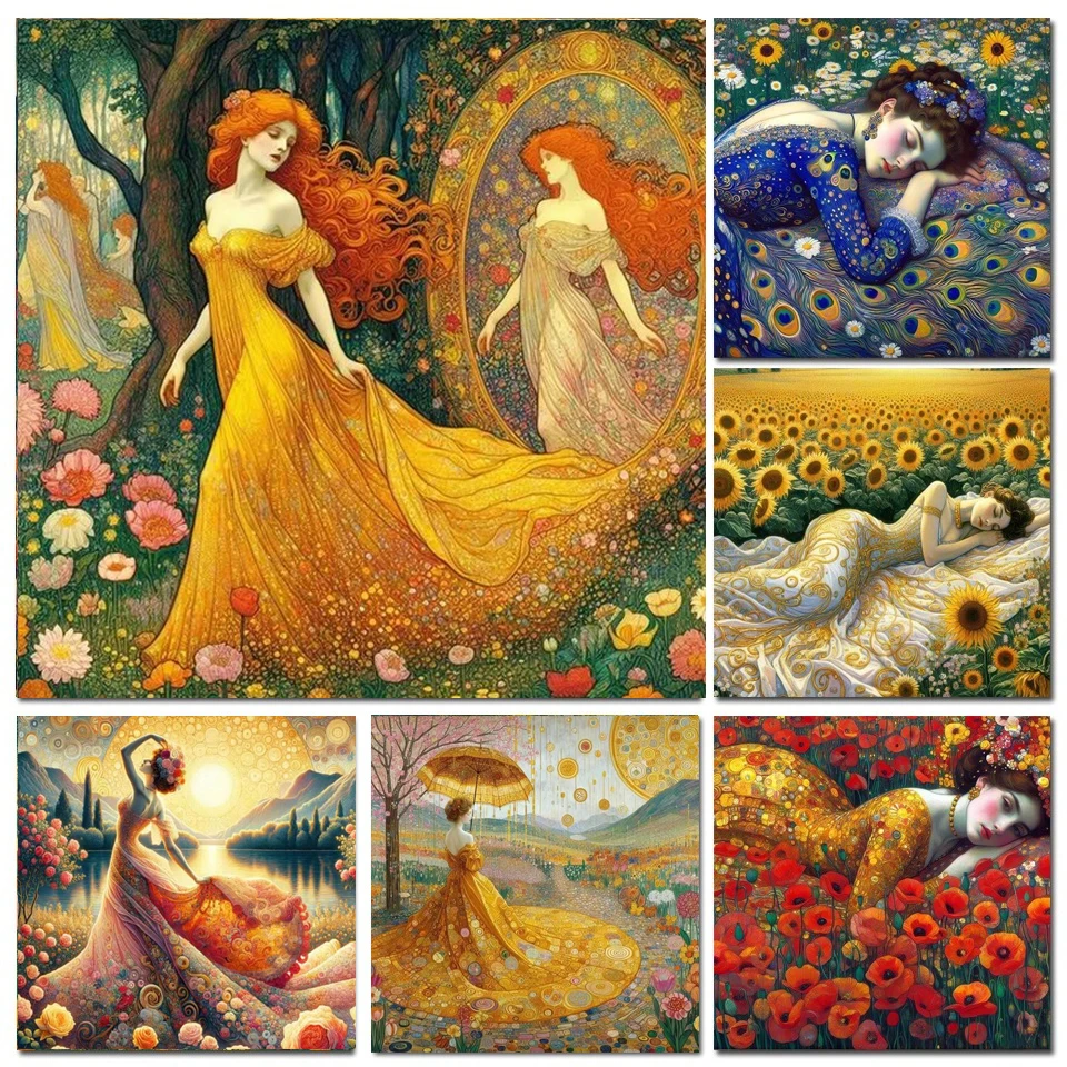 DIY Diamond Mosaic Embroidery Klimt Style Elegant European Woman 5D Diamond Painting Cross Stitch Kits New 2025 For Home Decor