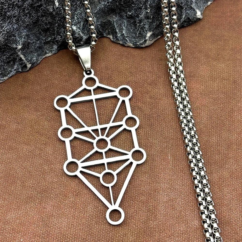 Yoga Kabbalah Sephirot Chakra Baum des Lebens Anhänger Halskette für Frauen Cabala Edelstahl Gold Farbe Hohlkette Schmuck – Detail 7