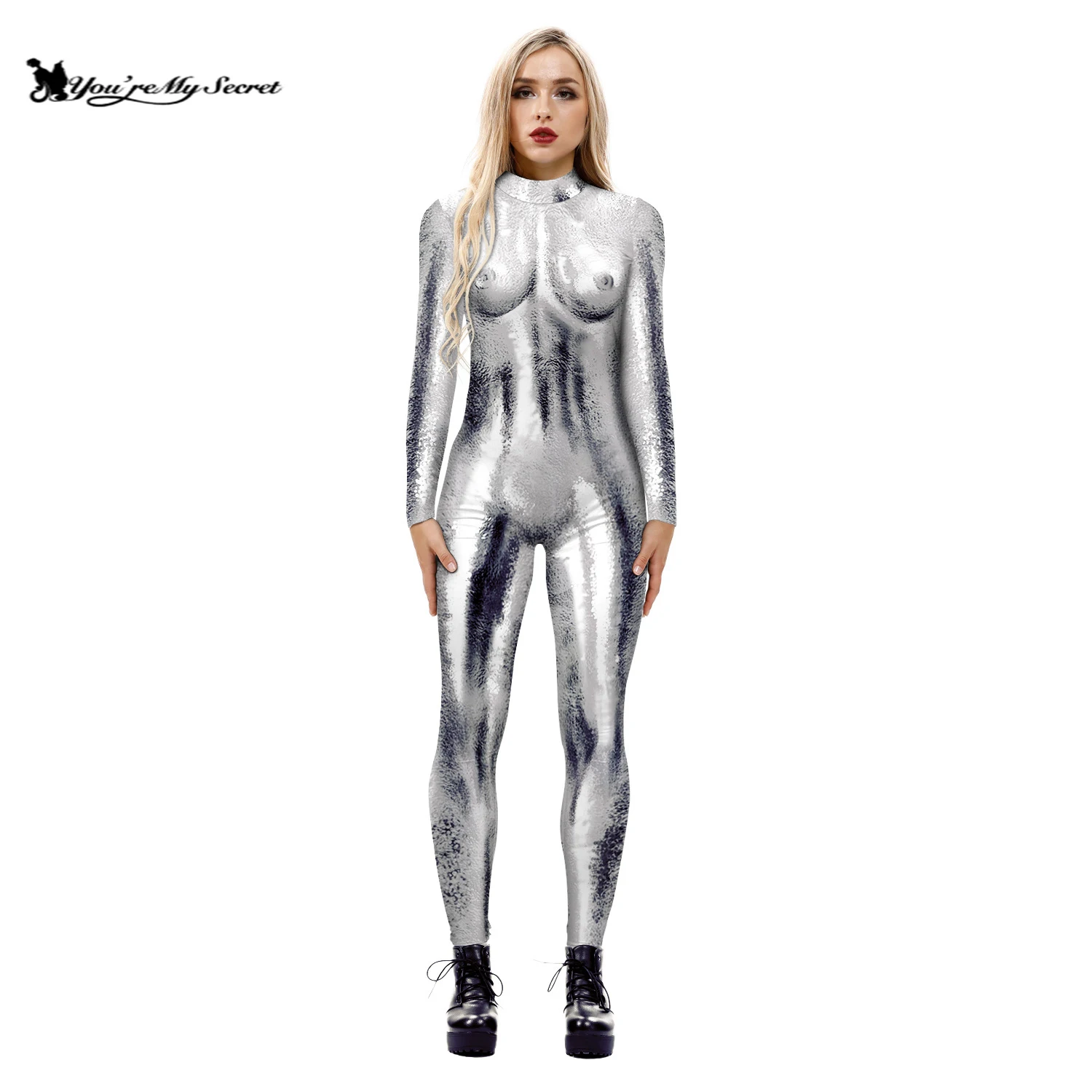 [You're My Secret] Halloween Cosplay Costumes Animal 3D Digital Printing Long Sleeve Jumpsuits Women Slim SkinnyStretch Bodysuit