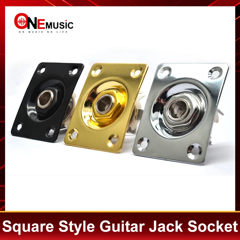 10Pcs Rectangle Style Jack Plate Guitar Bass Jack 1/4 Output Input Jack for LP SG TL Electric Guitar Chrome Black Gold