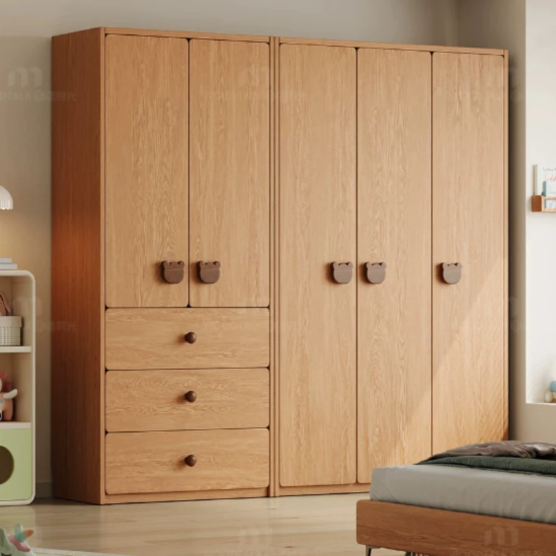 Kids Retro Wardrobes Space Saving Cute Luxury Tall Wardrobes Solid Wood Drawers Armadio Camera Da Letto Furniture Bedrooms