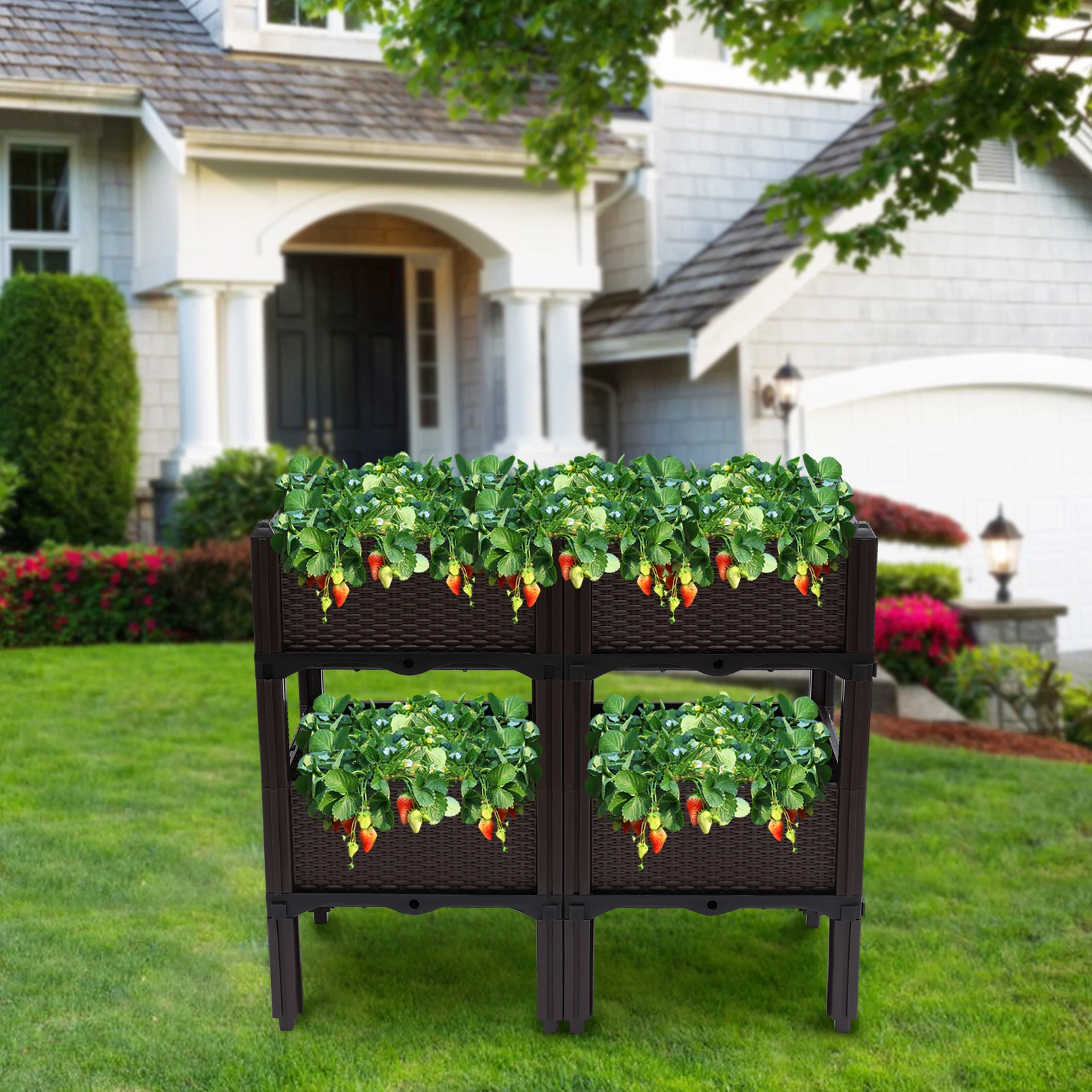 2-Tier High Quality Elevated Raised Garden Bed Planter with Legs for Outdoor Yard Use