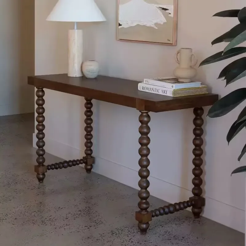 

Medieval solid wood entrance table, retro living room, light luxury classical home view table