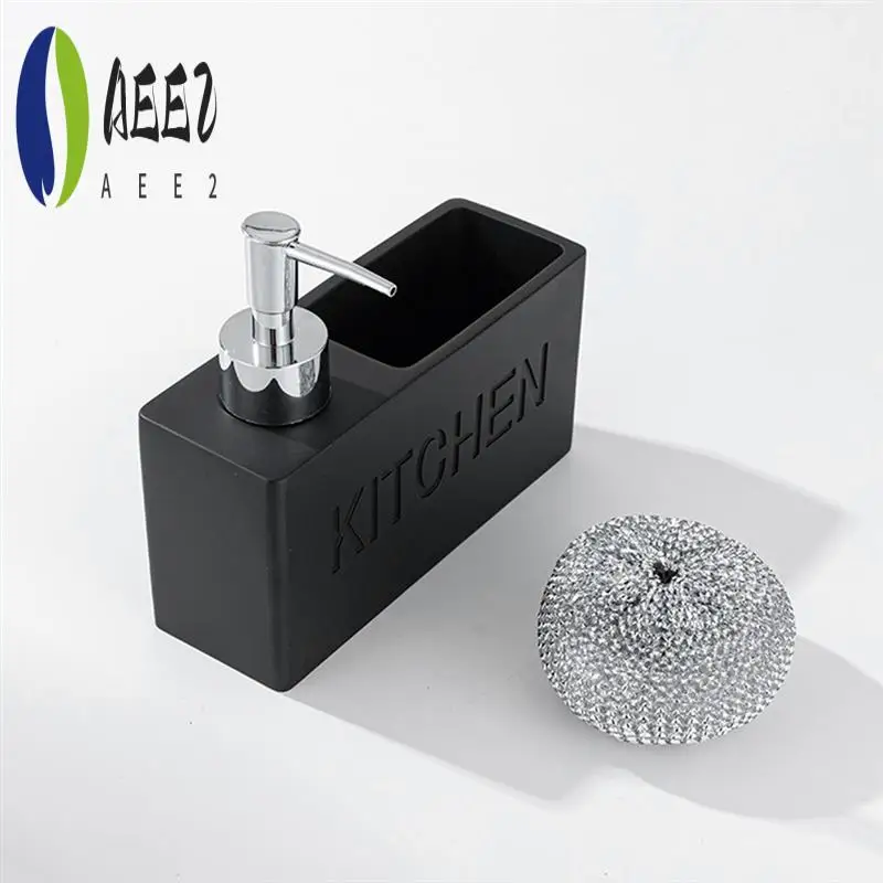 

AEE2-Kitchen Dish Soap Dispenser Storage Box Set Countertop Liquid Hand Refillable Bottle With Cleaning Sponge Holder