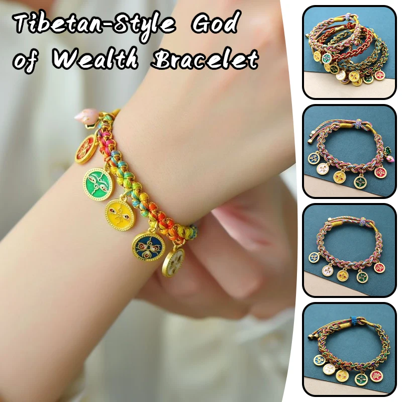 Tibetan Ethnic Style Five Road God Of Wealth  Eye Thangka Bracelets Ethnic Hand Woven Strands Couple Rope Bracelet Jewelry