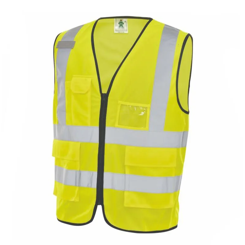 Safety Vest Zip Front 3M Reflective Stripes Work Vest Hi Vis Vest with Pockets