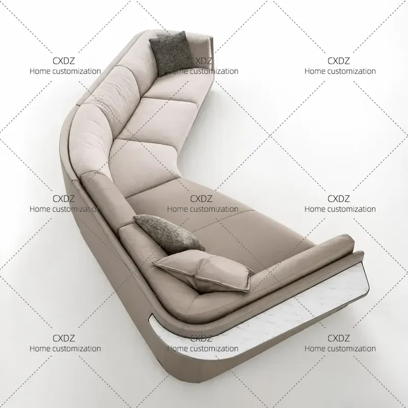 Special Shaped Corner Sofa for Large Living Room Villa Modern Simple Leather Fabric Couch High End Light Luxury Style
