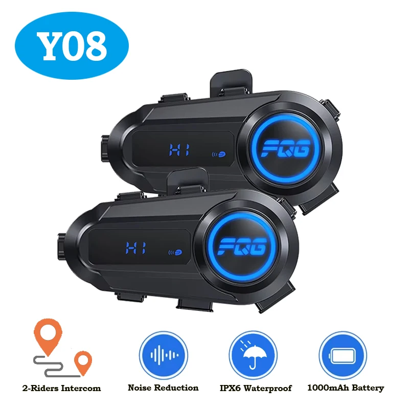 

Y08 Motorcycle Helmet Bluetooth Headset BT6.0 CVC+DSP Dual Intelligent Noise Reduction Intercom 1000mAh Waterproof MP3 Player