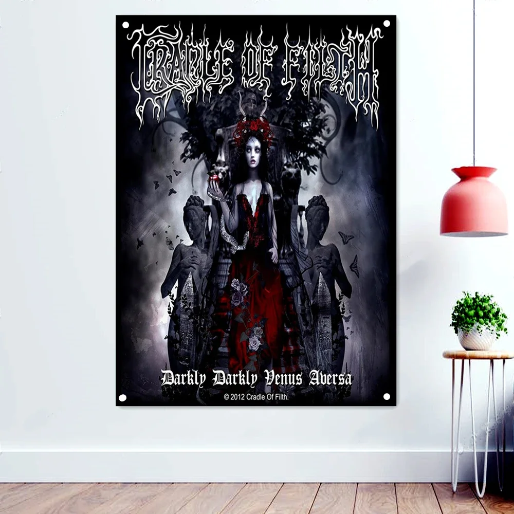 TRALLE OF FILTH Death Artist Tapestry Retro Black Metal Music Art Banner Rock Band Logo Poster Macabre Skull Flags Wall Painting