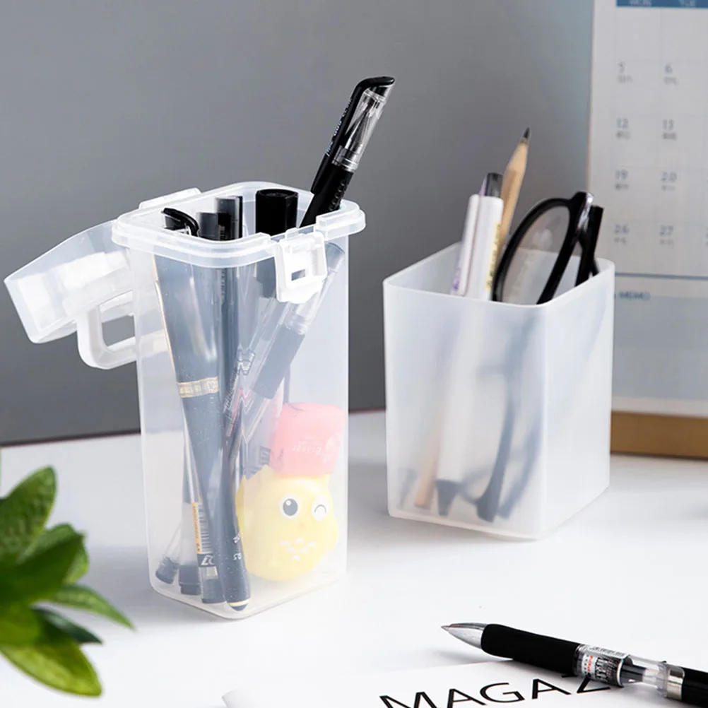 

4 Pcs Pen Holder Storage Box Desk Organizer Plastic Display Tank for Pens Markers Stationery Office School Use