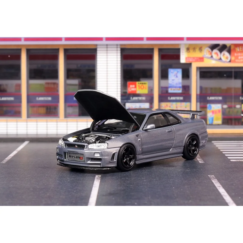 MH Schaal 1/64 Nissan Skyline GT-R R34 CRS VER Legering Speelgoed Motorvoertuig Diecast Metaal Model Geschenken