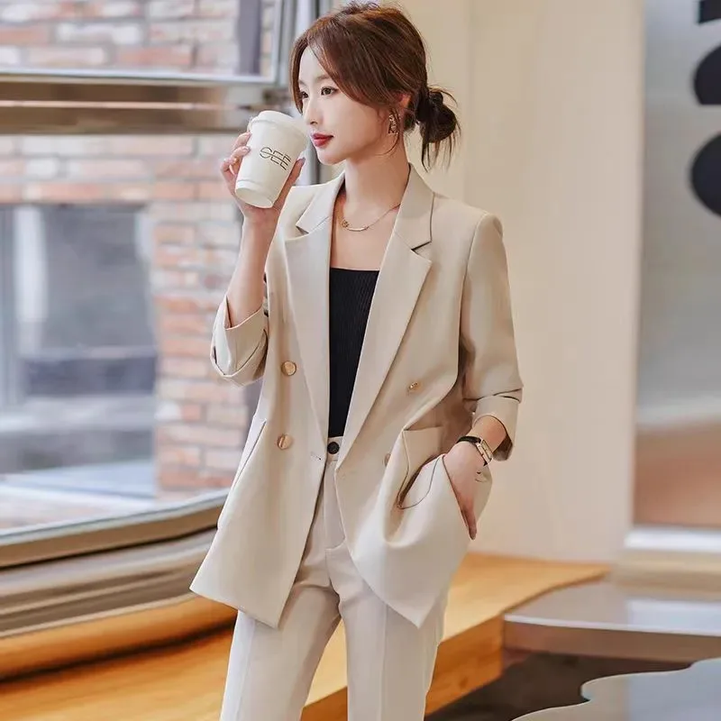 Autumn and Winter Cardigan Solid Color Blazer Women's Korean Versatile Casual Fashion Commuter Top