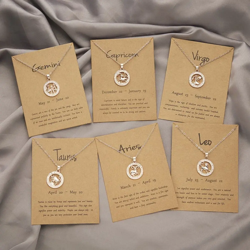 Alloy Taurus Libra Guardian Star Aquarius Leo Scorpio Horoscope Choker 12 Constellation Pendant Necklace Animal Zodiac Sign