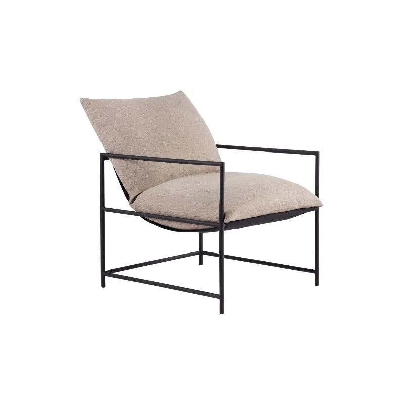 Metal Framed Sling Accent Chair, Oatmeal,High Quality Material,Removable Sponge Cushions,Suitable for both indoor and outdoor