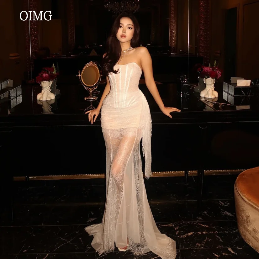 

OIMG Sexy Pink Sweetheart Neck Mermaid Prom Gowns Lace Corset Party Gown Floor Length Evening Dress שמלות ערב 2026 יו Customized