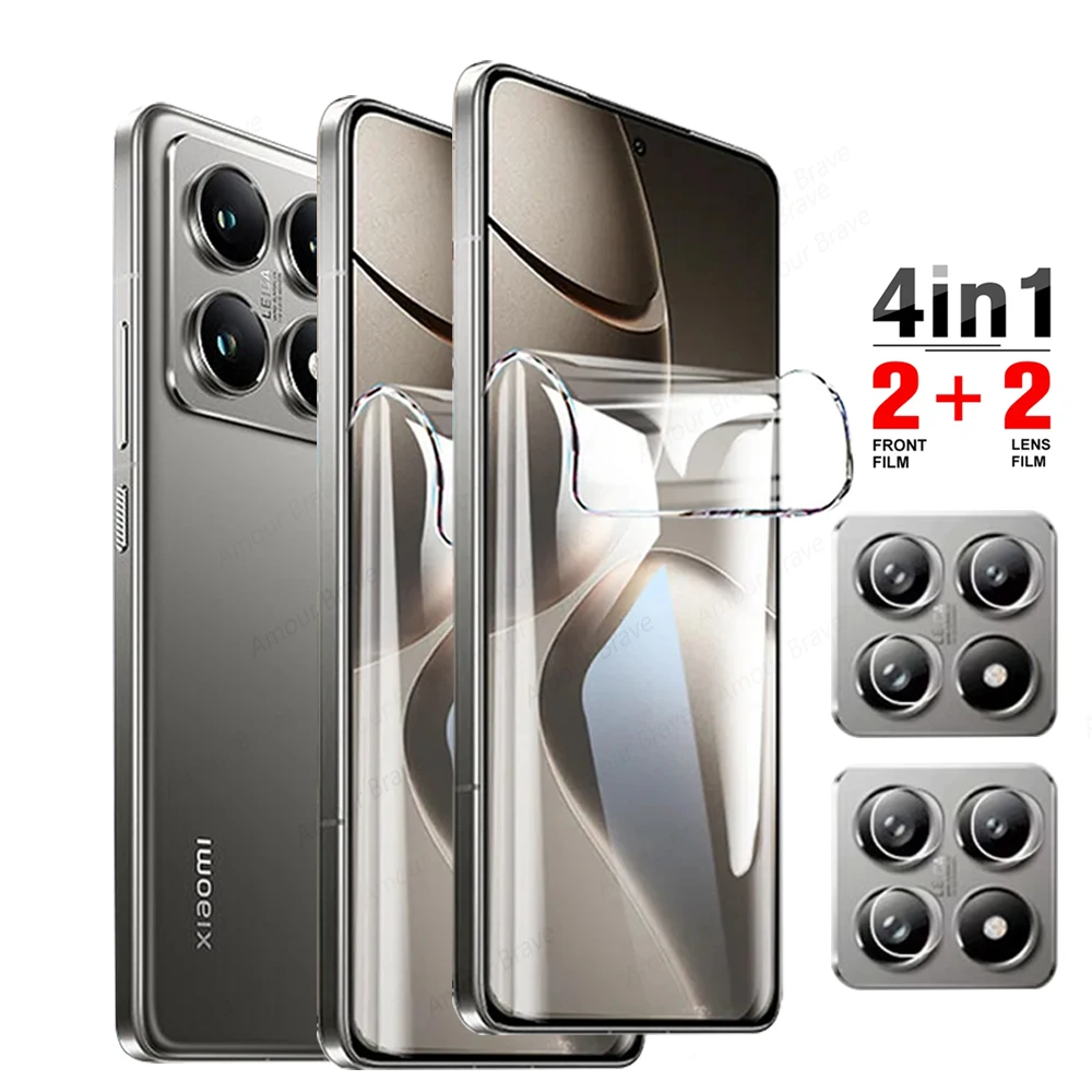 4in1 Für Xiaomi 14T Pro Hydrogel Film Für Xiaomi 14 13T 13 12T 12 11T 11 10 Lite Pro Kamera Objektiv Screen Protector Nicht Glas Film