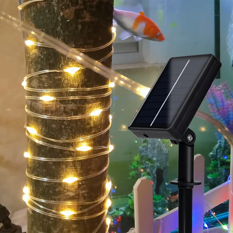 Solar String Fairy Lights 72FT 22m 100LED Rope Tube Waterproof Outdoor Garland Solar Power Lamp Christmas For Garden Decoration