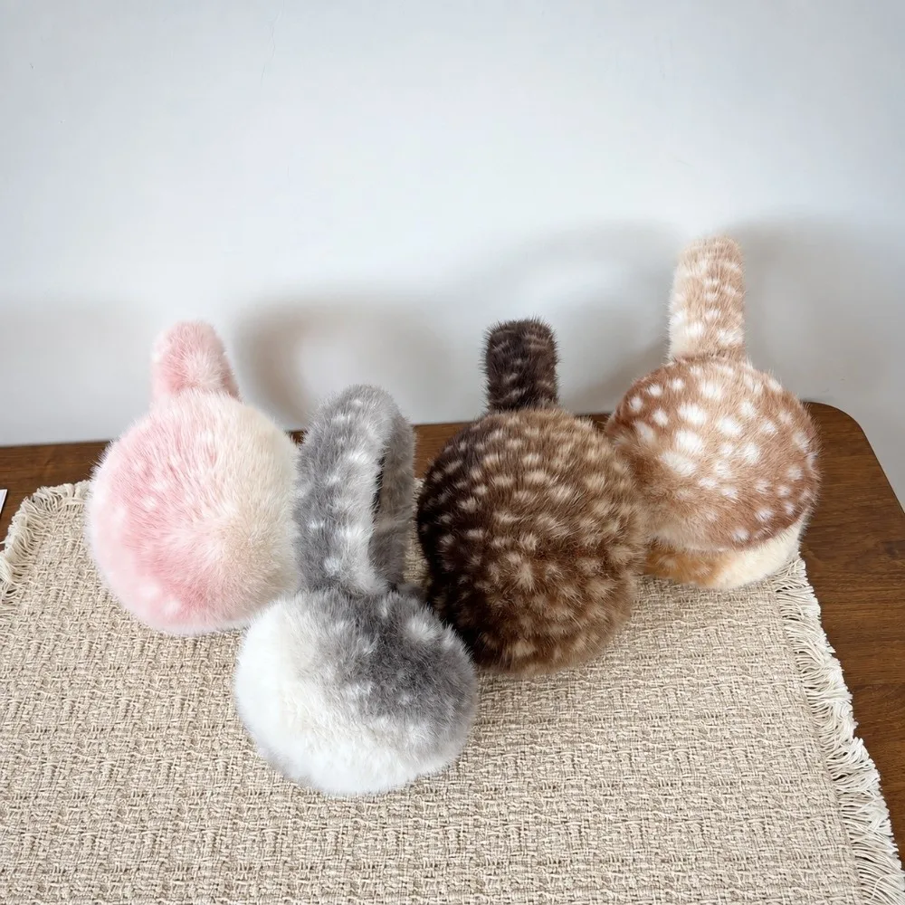 Cute Elk Ear Muffs Warm Folding Winter Earmuffs Leopard Print Thickened Ear Warmer Women