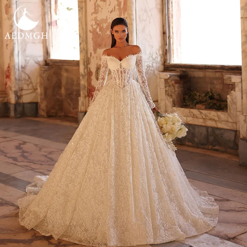 

Aedmgh A-Line Delicate Wedding Dresses For Women Sweetheart Vestido De Novia Lace Embroidery Vintage Custom Made Bridal Gowns