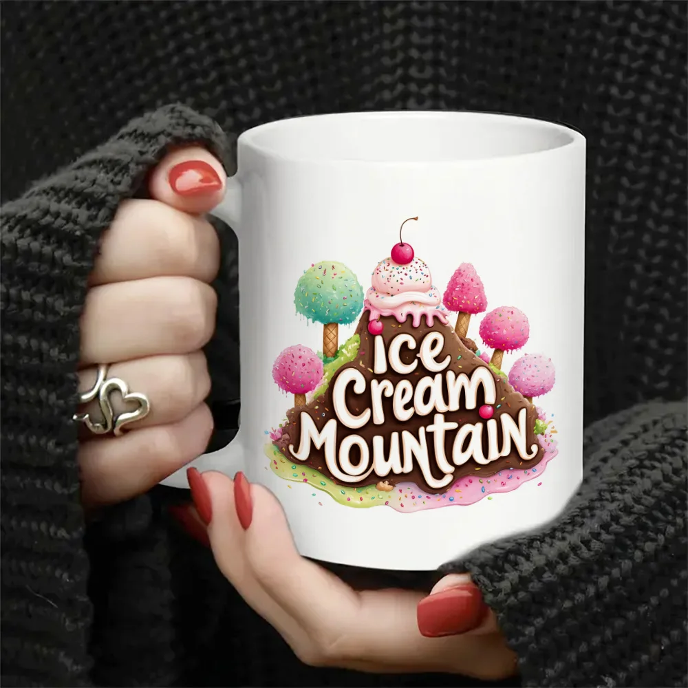 One Ceramic Mug Designed Like an Ice Cream Mountain, Measuring 3.7 by 3.2 Inches, Visually Appealing And St