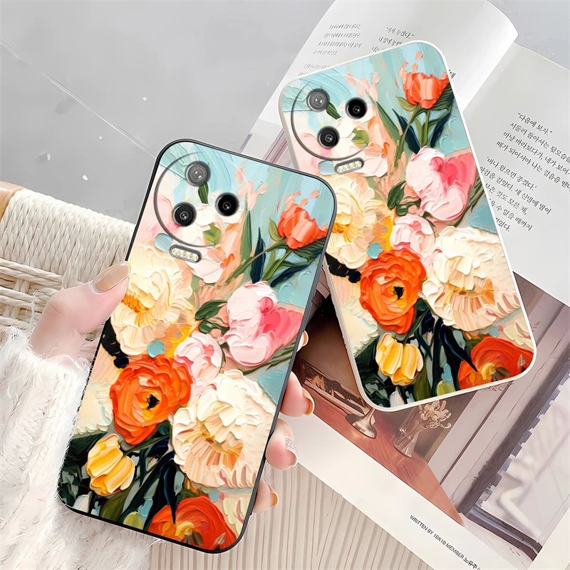 New Silicone Soft Phone Case For Infinix Note 10 11 12 G96 30 8I NFC Painting Flowers Pattern Shockproof Bumper Back Cover Coque