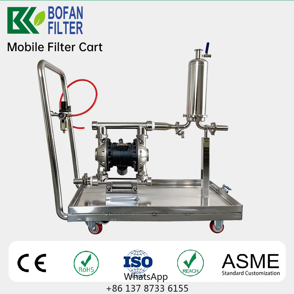 New High-precision Stainless Steel Mobile Filter Unit 10-inch Filter Element 0.1 M Filtration Precision Industrial Use 500 L/h