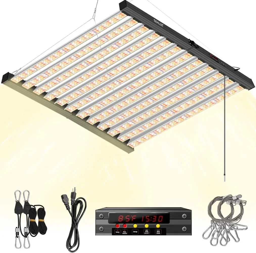 Hot sellingSZHLUX 800W LED Grow Light 7×7ft with Timer and Temp Control, Full Spectrum UV&IR Grow Lamp with 2304 Di