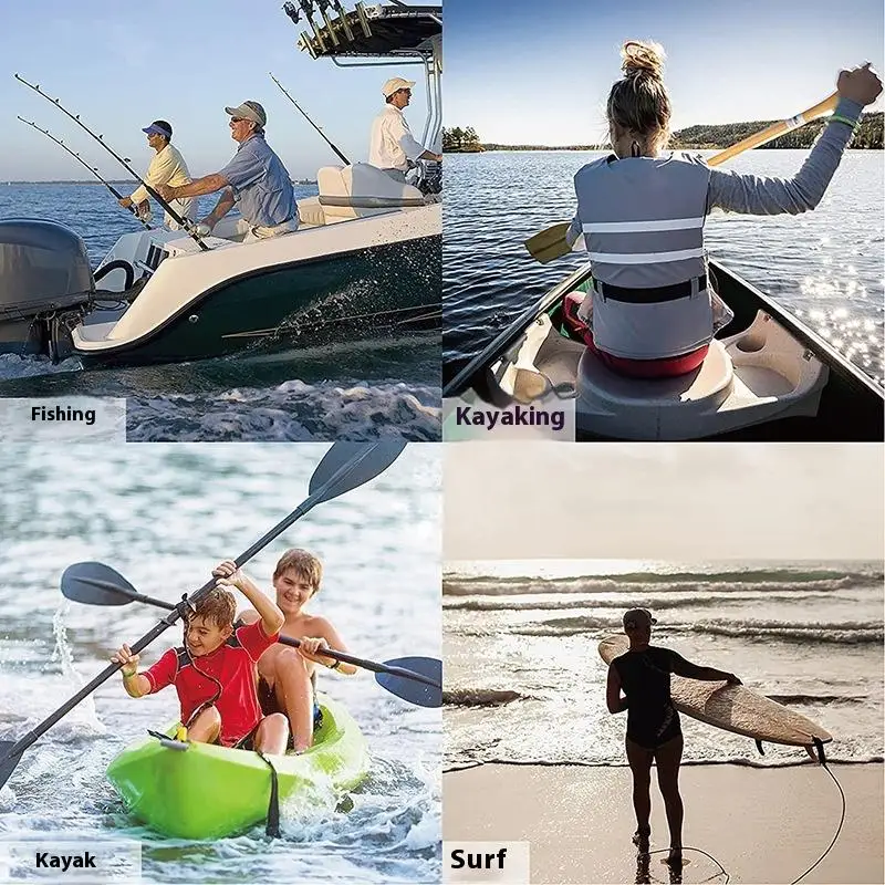 Adjustable Elastic Kayak Rod Lanyard Canoe Paddle Leash Fishing Rod Leash Safety Rope Carabiner Rowing Boats Accessories