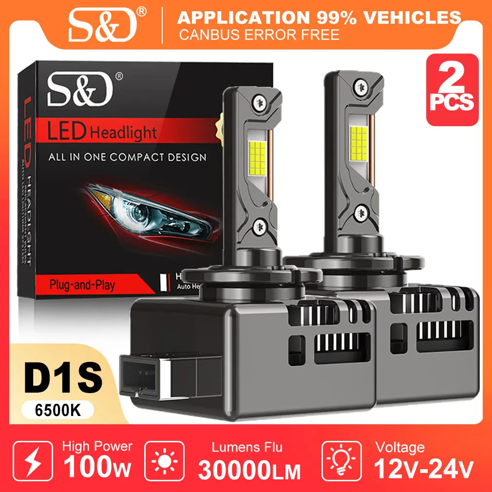 2Pcs Original D1S D3S LED Car Headlight Bulb D2S LED Canbus D4S D5S D8S Car Lamps HID Xenon Upgrade Kits 1:1 Plug and Play 6500K