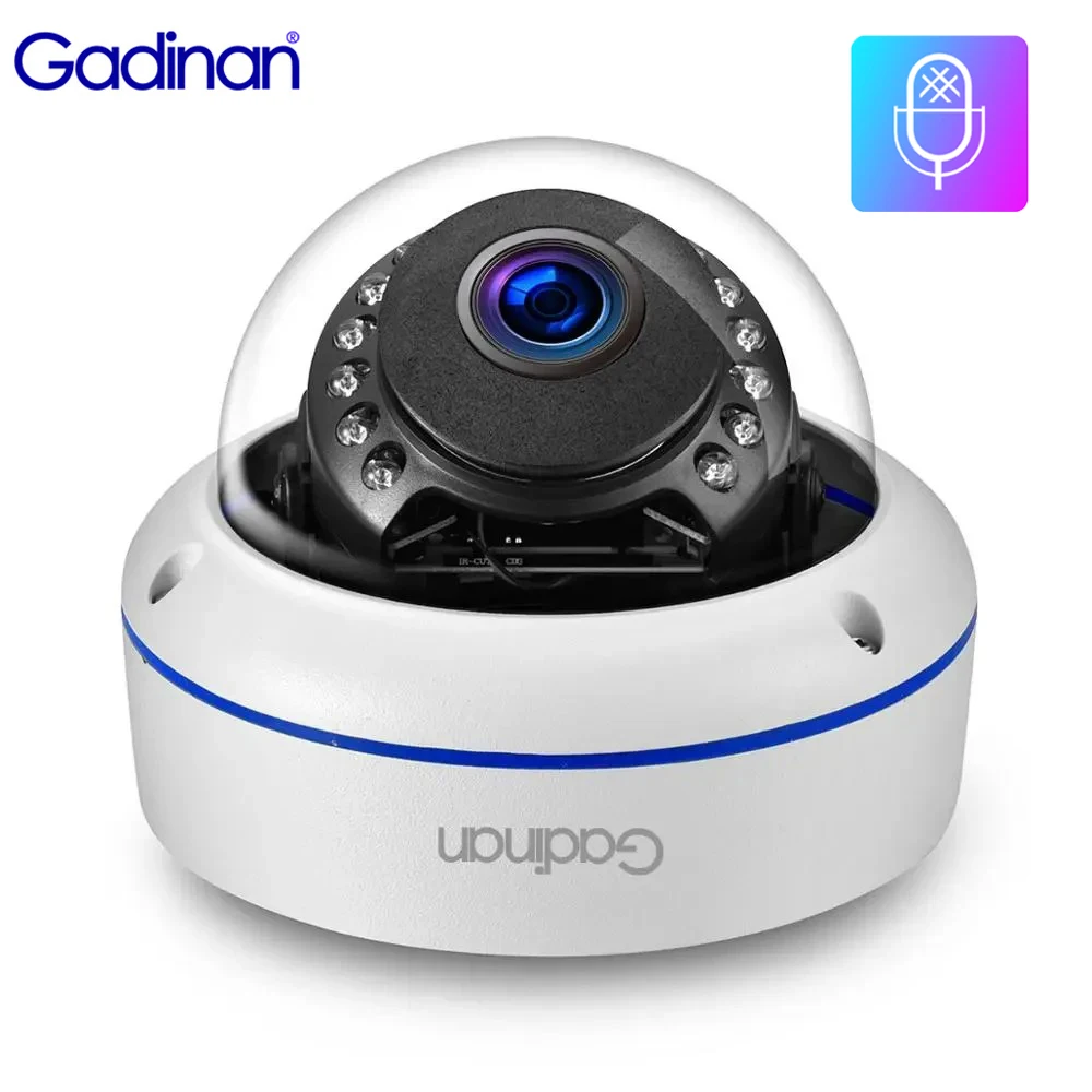 Gadinan 5MP 4MP Security 2.8mm Lens Wide Angle CCTV Outdoor Audio Dome Surveillance IP Camera Night Vision Email Alert 48V POE