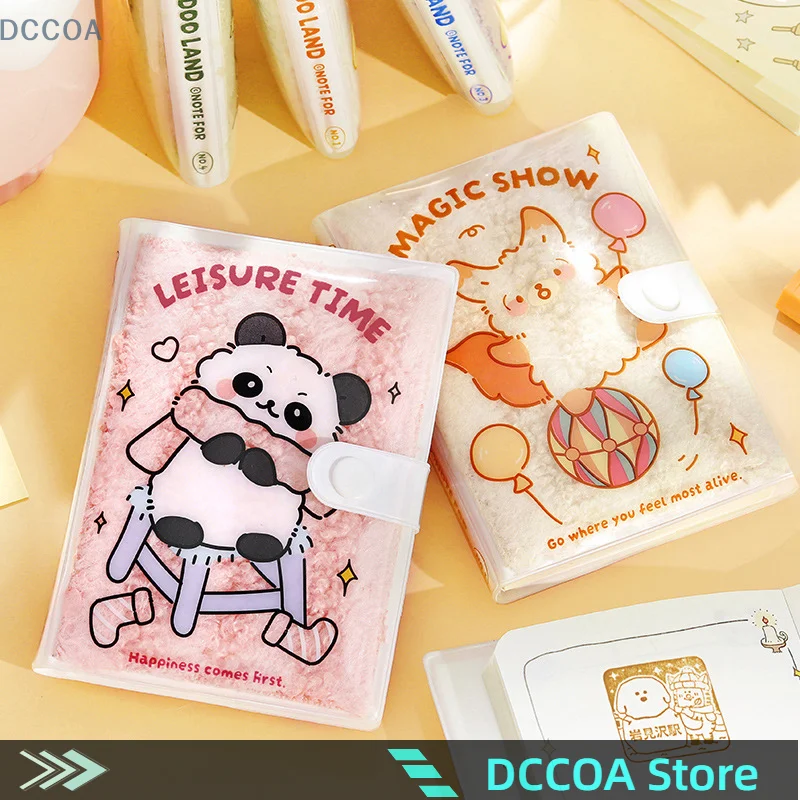 Kawaii Furry Mini Notebook Kids Cute Cartoon Notebook Fashion Creative Handbooks Colorful Page Pocket Notepad Student Stationery