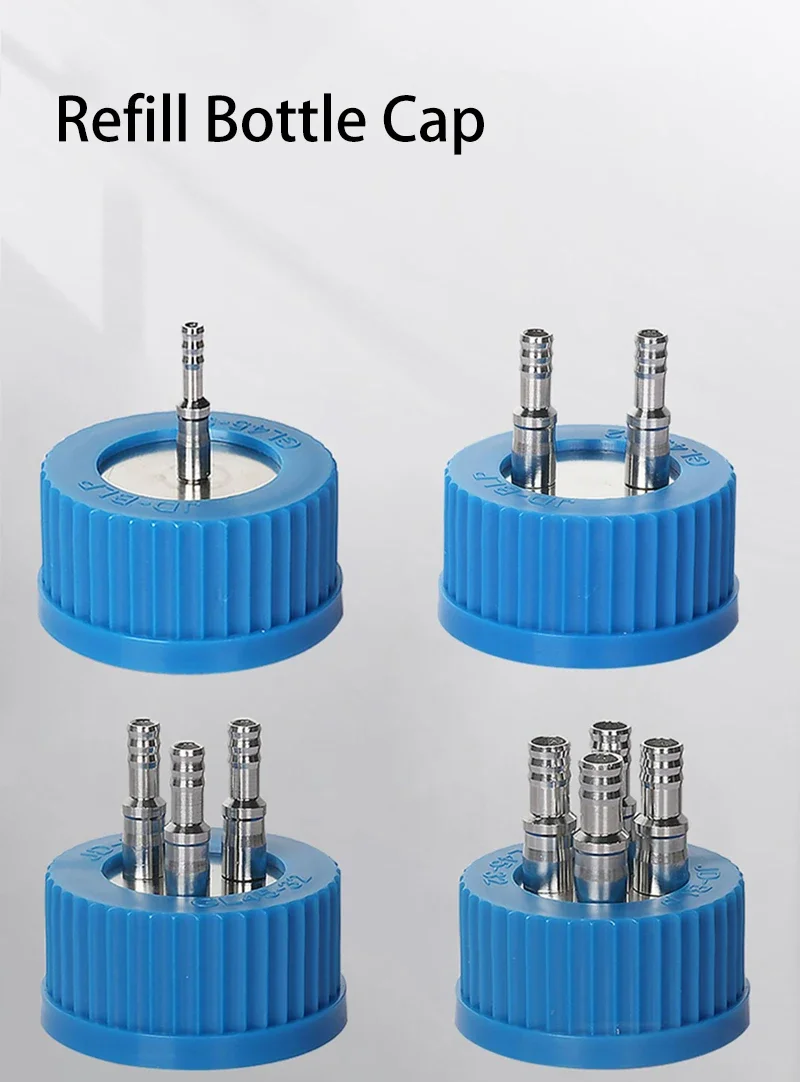 Xin Tester Refill Bottle Cap GL45 1-4Holes Stainless Steel Refill Bottle Open Top Media Bottle Screw Caps