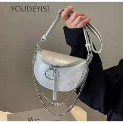 YOUDEYISI Advanced Retro Silver Underarm Bag 2024 New Summer Women's Chest Bag Single Shoulder Crossbody Saddle Bag