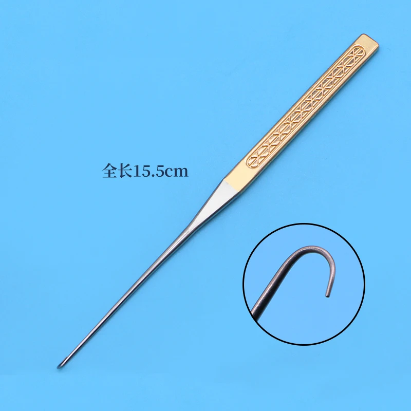 Beauty and plastic surgery single claw hook, gold handle, ball head hook, nose surgical instrument, right angle sharp head, blun