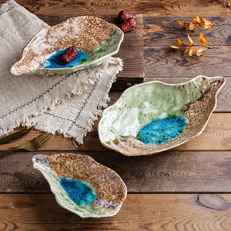 Creative Ceramic Oyster Plate Kiln Tableware Sushi Sashimi Plate Cold Dish Plate Small Dish Oyster Shell Japanese Tableware