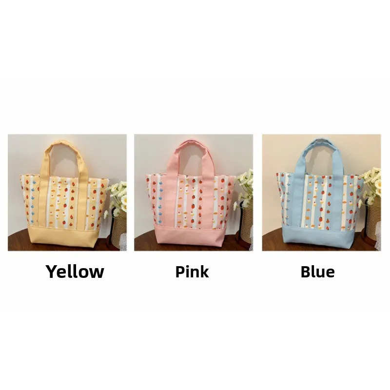 Fruit printed striped Oxford mini handbag female handbag reusable department store shopping handbag 29×23×9cm handbag