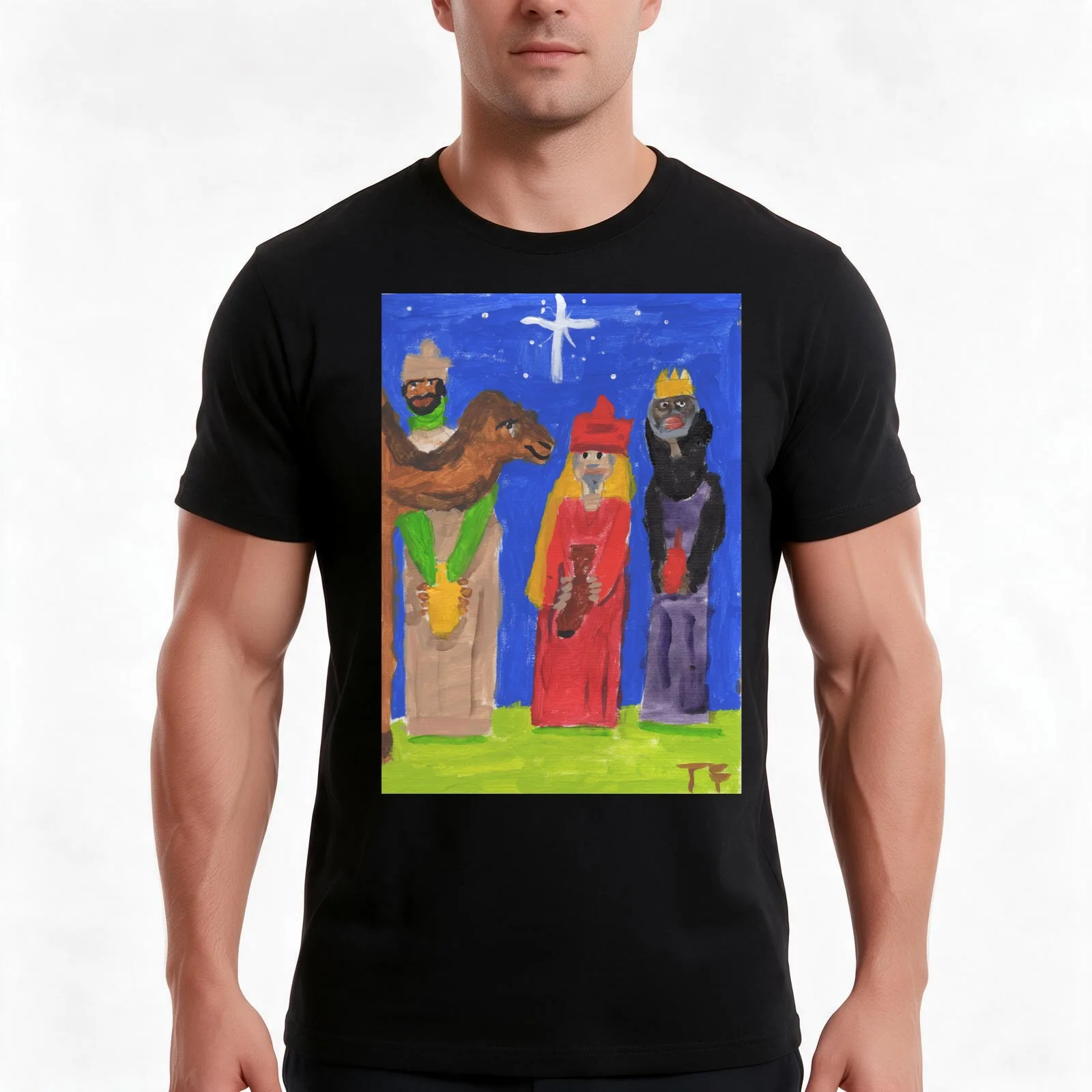 three men and a camel T-Shirt, Summer Casual Cotton Tee, Oversized Streetwear Tops, Vintage Graphic Print, Unisex Men Women