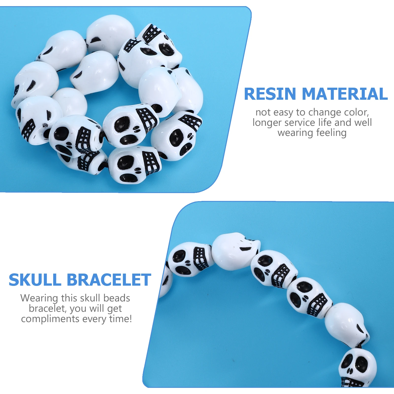 Stile Uomo Donna Gioielli Bracciale con teschio in resina Braccialetti con perline con teschio di moda Accessori per braccialetti con perline