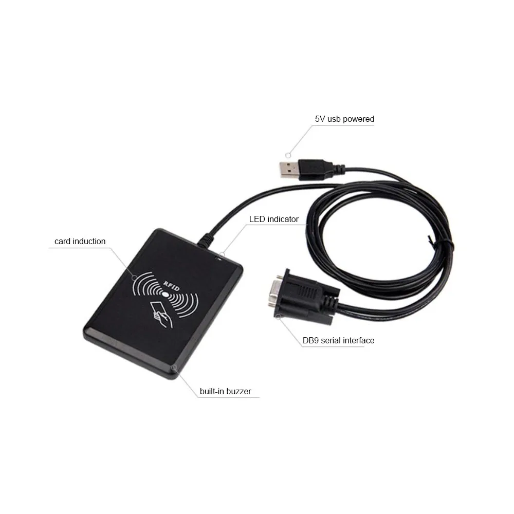Taidacent RS232 Square Contactless IC ID Chip Card Reader Dual Band RFID Reader for Door Access Control Proximity RFID Reader