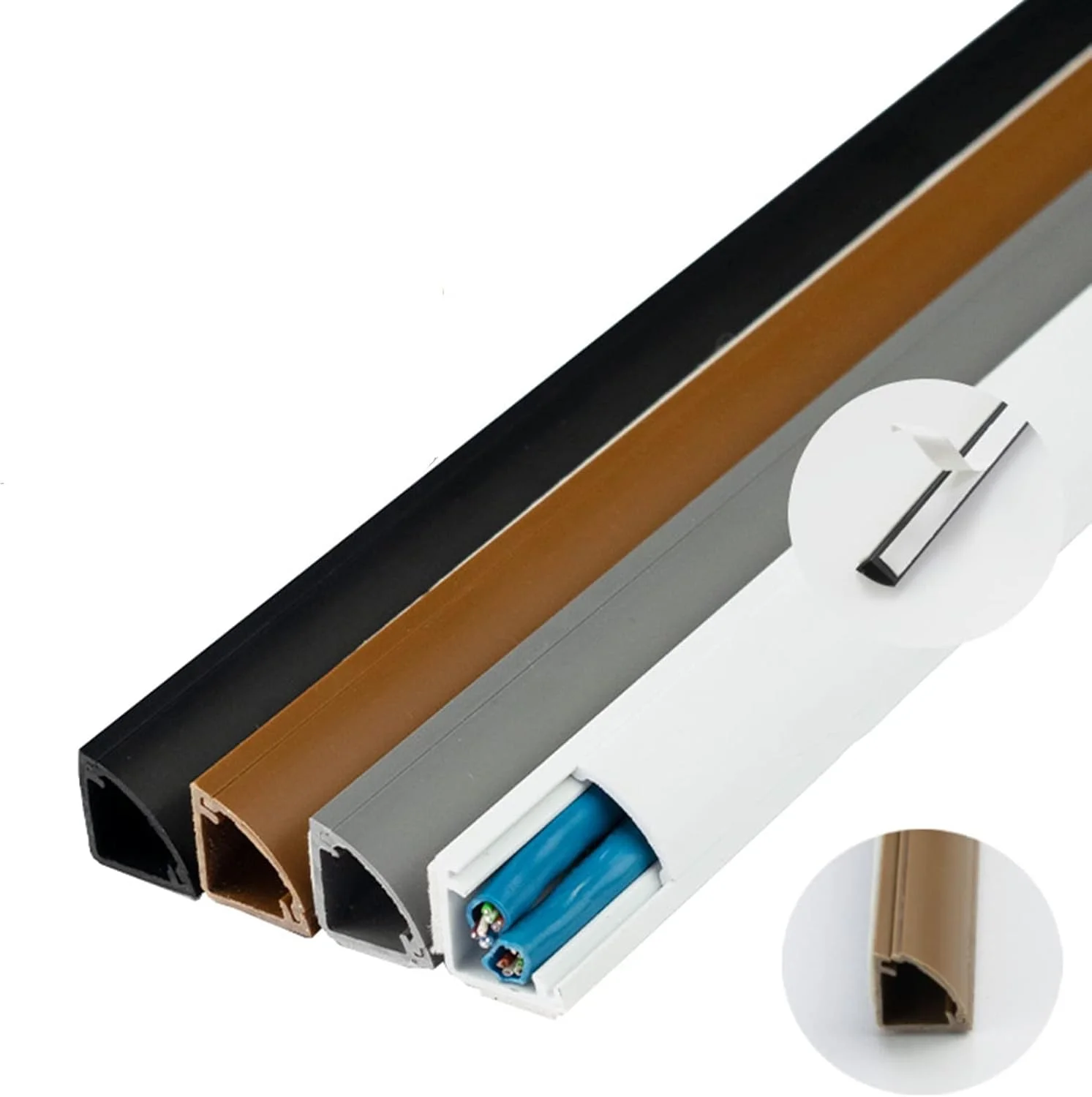 1PC Wire Cords Cable Hider TV Cord Management Cover Wiring Duct PVC Wall Corner Trunking Channel Lead Sleeves Holder